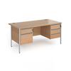 Dams International Straight Desk with Beech Coloured MFC Top and Silver H-Frame Legs and Two & Three Lockable Drawer Pedestals CH16S23-S-B 1600 x 800 x 725mm