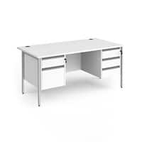 Dams International Straight Desk with White MFC Top and Silver H-Frame Legs and Two & Three Lockable Drawer Pedestals Contract 25 1600 x 800 x 725mm
