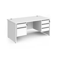 Dams International Straight Desk with White MFC Top and Silver Frame Panel Legs and Two & Three Lockable Drawer Pedestals Contract 25 1600 x 800 x 725mm