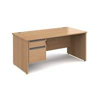 Dams International Straight Desk with Beech Coloured MFC Top and Graphite Frame Panel Legs and 2 Lockable Drawer Pedestal Contract 25 1600 x 800 x 725mm