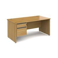 Dams International Straight Desk with Oak Coloured MFC Top and Graphite Frame Panel Legs and 2 Lockable Drawer Pedestal Contract 25 1600 x 800 x 725mm