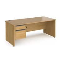 Dams International Straight Desk with Oak Coloured MFC Top and Graphite Frame Panel Legs and 2 Lockable Drawer Pedestal Contract 25 1800 x 800 x 725mm