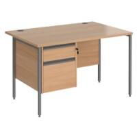 Dams International Straight Desk with 2 Drawer Pedestal Rectangular Beech H-Frame 2 Drawers 1,200 (W) x 800 (D) x 725 (H) mm MFC (Melamine Faced Chipboard)