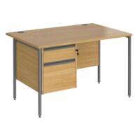 Dams International Straight Desk with Oak Coloured MFC Top and Graphite H-Frame Legs and 2 Lockable Drawer Pedestal Contract 25 1200 x 800 x 725mm