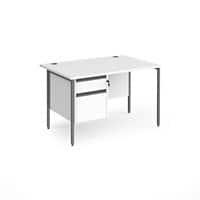 Dams International Straight Desk with White MFC Top and Graphite H-Frame Legs and 2 Lockable Drawer Pedestal Contract 25 1200 x 800 x 725mm