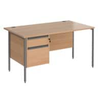 Straight Desk with Beech Coloured MFC Top and Graphite H-Frame Legs and 2 Lockable Drawer Pedestal Contract 25 1400 x 800 x 725mm