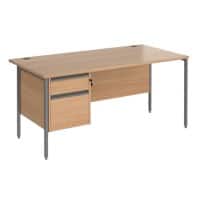 Dams International Contract 25 Straight Desk with Beech Coloured MFC Top and Graphite H-Frame Legs and 2 Lockable Drawer Pedestal 1,600 x 800 x 725 mm
