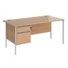 Straight Desk with Beech Coloured MFC Top and Silver H-Frame Legs and 2 Lockable Drawer Pedestal CH16S2-S-B 1600 x 800 x 725mm