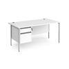 Dams International Straight Desk with White MFC Top and Silver H-Frame Legs and 2 Lockable Drawer Pedestal Contract 25 1600 x 800 x 725mm