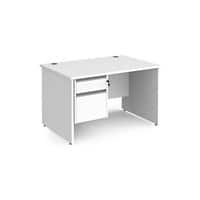 Dams International Straight Desk with White MFC Top and Silver Frame Panel Legs and 2 Lockable Drawer Pedestal Contract 25 1200 x 800 x 725mm