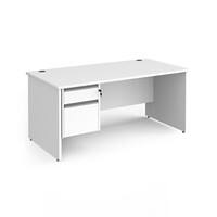 Dams International Straight Desk with White MFC Top and Silver Frame Panel Legs and 2 Lockable Drawer Pedestal Contract 25 1600 x 800 x 725mm