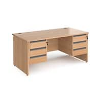 Dams International Straight Desk with Beech Coloured MFC Top and Graphite Frame Panel Legs and 2 x 3 Lockable Drawer Pedestals Contract 25 1600 x 800 x 725mm