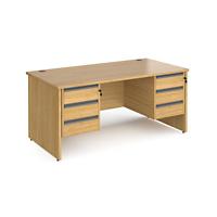 Dams International Straight Desk with Oak Coloured MFC Top and Graphite Frame Panel Legs and 2 x 3 Lockable Drawer Pedestals Contract 25 1600 x 800 x 725mm
