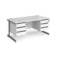 Dams International Straight Desk with White MFC Top and Graphite Frame Cantilever Legs and 2 x 3 Lockable Drawer Pedestals Contract 25 1600 x 800 x 725mm