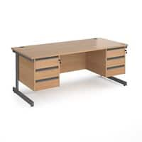 Dams International Straight Desk with Beech Coloured MFC Top and Graphite Frame Cantilever Legs and 2 x 3 Lockable Drawer Pedestals Contract 25 1800 x 800 x 725mm