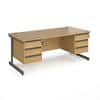 Dams International Straight Desk with Oak Coloured MFC Top and Graphite Frame Cantilever Legs and 2 x 3 Lockable Drawer Pedestals Contract 25 1800 x 800 x 725mm