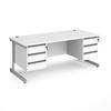 Dams International Straight Desk with White MFC Top and Silver Frame Cantilever Legs and 2 x 3 Lockable Drawer Pedestals Contract 25 1800 x 800 x 725mm