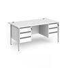 Dams International Straight Desk with White MFC Top and Silver H-Frame Legs and 2 x 3 Lockable Drawer Pedestals Contract 25 1600 x 800 x 725mm