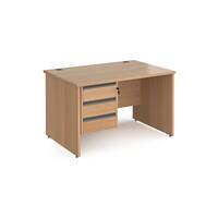 Dams International Straight Desk with Beech Coloured MFC Top and Graphite Frame Panel Legs and 3 Lockable Drawer Pedestal Contract 25 1200 x 800 x 725mm