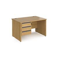 Dams International Straight Desk with Oak Coloured MFC Top and Graphite Frame Panel Legs and 3 Lockable Drawer Pedestal Contract 25 1200 x 800 x 725mm