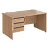 Dams International Straight Desk with Beech Coloured MFC Top and Graphite Frame Panel Legs and 3 Lockable Drawer Pedestal Contract 25 1400 x 800 x 725mm