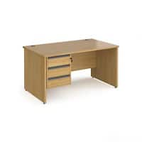 Dams International Straight Desk with Oak Coloured MFC Top and Graphite Frame Panel Legs and 3 Lockable Drawer Pedestal Contract 25 1400 x 800 x 725mm