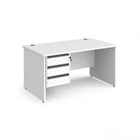 Dams International Straight Desk with White MFC Top and Graphite Frame Panel Legs and 3 Lockable Drawer Pedestal Contract 25 1400 x 800 x 725mm