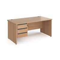Dams International Straight Desk with Beech Coloured MFC Top and Graphite Frame Panel Legs and 3 Lockable Drawer Pedestal Contract 25 1600 x 800 x 725mm