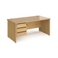 Dams International Straight Desk with Oak Coloured MFC Top and Graphite Frame Panel Legs and 3 Lockable Drawer Pedestal Contract 25 1600 x 800 x 725mm