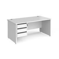 Dams International Straight Desk with White MFC Top and Graphite Frame Panel Legs and 3 Lockable Drawer Pedestal Contract 25 1600 x 800 x 725mm