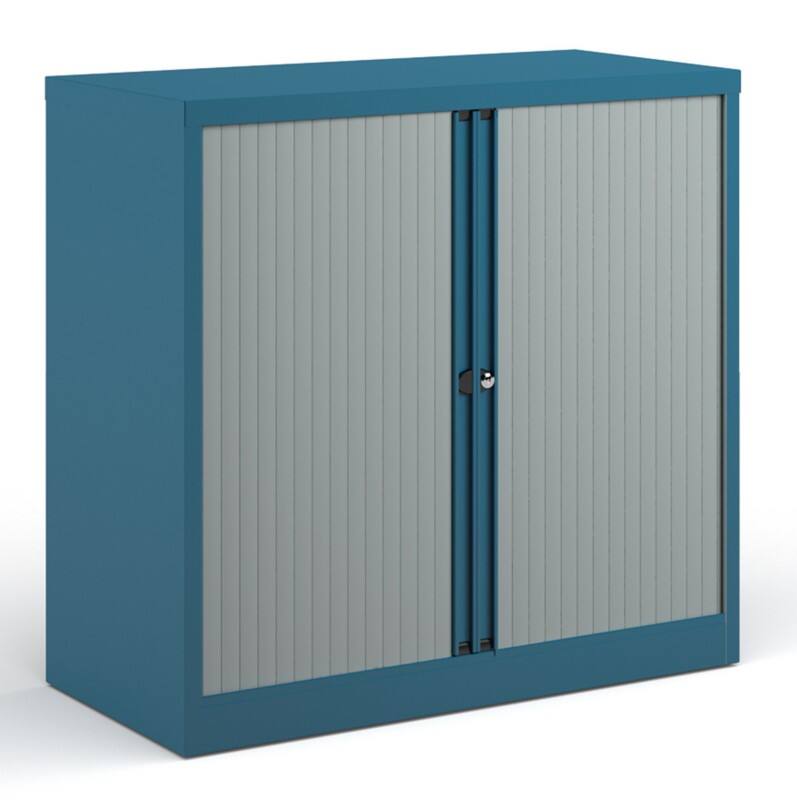Bisley Tambour Cupboard Lockable Steel & Aluminium DST40BL 1000 x 470 x 1000 - 1015mm Blue