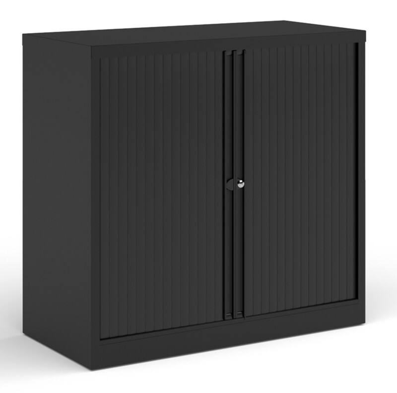 Bisley Tambour Cupboard Lockable Steel & Aluminium DST40K 1000 x 470 x 1000 - 1015mm Black