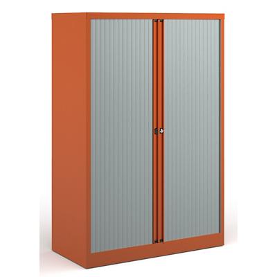 Bisley Tambour Cupboard Lockable Steel & Aluminium DST65OR 1000 x 470 x 1570 - 1585mm Orange