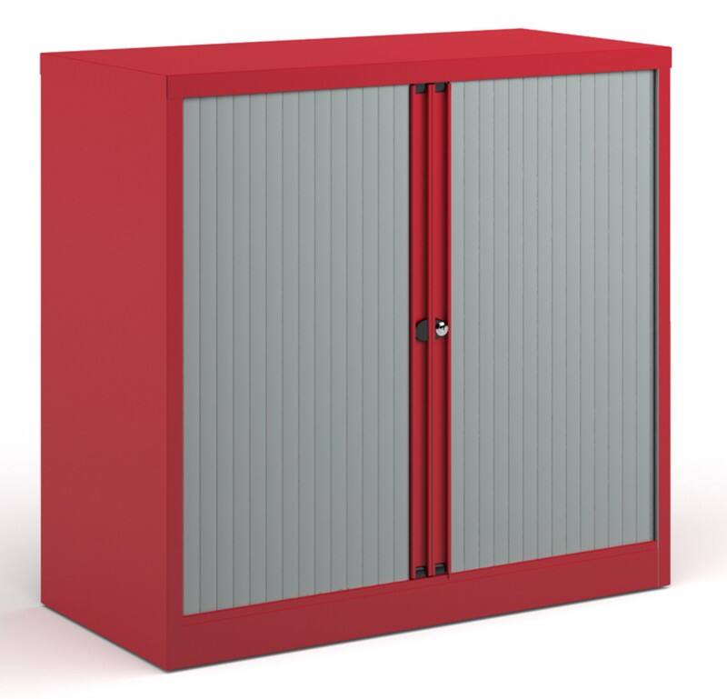 Bisley Tambour Cupboard Lockable Steel & Aluminium DST40R 1000 x 470 x 1000 - 1015mm Red