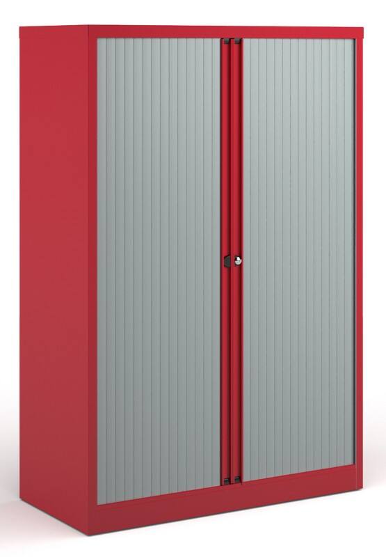 Bisley Tambour Cupboard Lockable Steel & Aluminium DST65R 1000 x 470 x 1570 - 1585mm Red