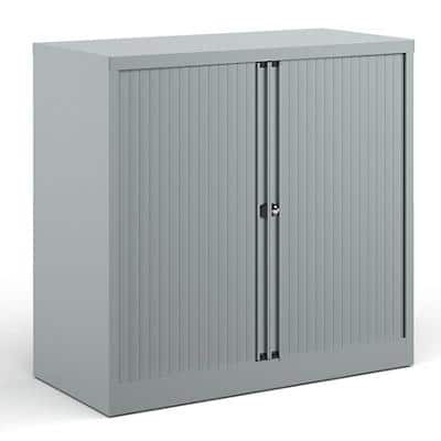 Bisley Tambour Cupboard Lockable Steel & Aluminium DST40S 1000 x 470 x 1000 - 1015mm Silver