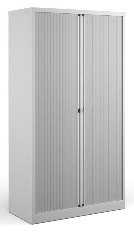 Bisley Tambour Cupboard Lockable Steel & Aluminium DST78W 1000 x 470 x 1970 - 1985mm White