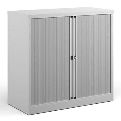 Bisley Tambour Cupboard Lockable Steel & Aluminium DST40W 1000 x 470 x 1000 - 1015mm White