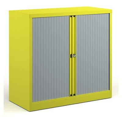Bisley Tambour Cupboard Lockable Steel & Aluminium DST40YE 1000 x 470 x 1000 - 1015mm Yellow
