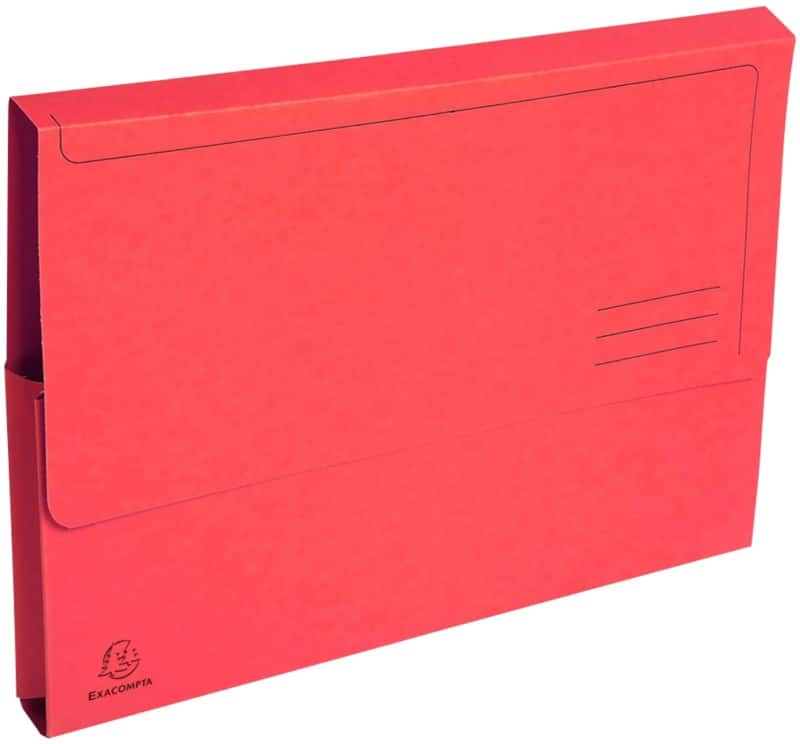 Exacompta Document Wallet 46975E A4 Board 24.5 (W) x 3 (D) x 32.5 (H) cm Red Pack of 100