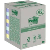 Post-it Recycled Notes 76 x 76 mm Pastel 100 Sheets Value Pack 8 + 2 Free