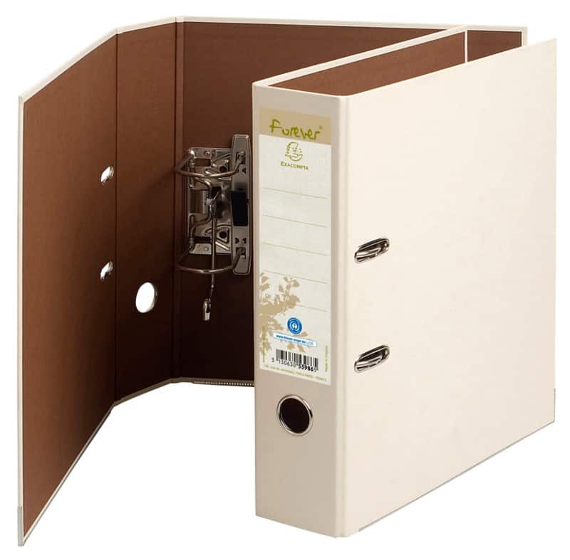Exacompta Forever Wide Lever Arch File A4 80 mm Ivory 2 Rings 53986SE Cardboard Portrait Pack of 10