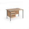 Dams International Straight Desk with Beech Coloured MFC Top and Graphite H-Frame Legs and 3 Lockable Drawer Pedestal Contract 25 1200 x 800 x 725mm