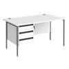 Dams International Straight Desk with White MFC Top and Graphite H-Frame Legs and 3 Lockable Drawer Pedestal Contract 25 1400 x 800 x 725mm