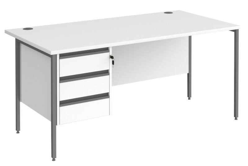 Dams International Straight Desk with 3 Drawer Pedestal Rectangular H-Frame 3 Drawers 1,600 (W) x 800 (D) x 725 (H) mm MFC (Melamine Faced Chipboard)