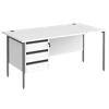 Dams International Straight Desk with White MFC Top and Graphite H-Frame Legs and 3 Lockable Drawer Pedestal Contract 25 1600 x 800 x 725mm