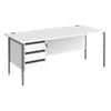 Dams International Straight Desk with White MFC Top and Graphite H-Frame Legs and 3 Lockable Drawer Pedestal Contract 25 1800 x 800 x 725mm