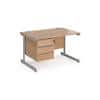 Dams International Straight Desk with Beech Coloured MFC Top and Silver Frame Cantilever Legs and 3 Lockable Drawer Pedestal Contract 25 1200 x 800 x 725mm