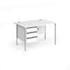 Dams International Straight Desk with White MFC Top and Silver H-Frame Legs and 3 Lockable Drawer Pedestal Contract 25 1200 x 800 x 725mm