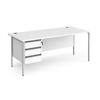 Dams International Straight Desk with White MFC Top and Silver H-Frame Legs and 3 Lockable Drawer Pedestal Contract 25 1800 x 800 x 725mm